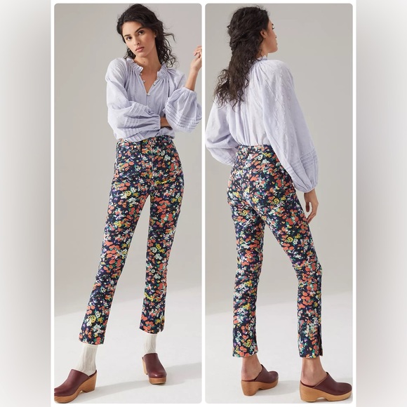 Anthropologie Denim - Anthropologie Maeve Gardenia Ultra High Rise Floral Straight Slim Leg Jeans